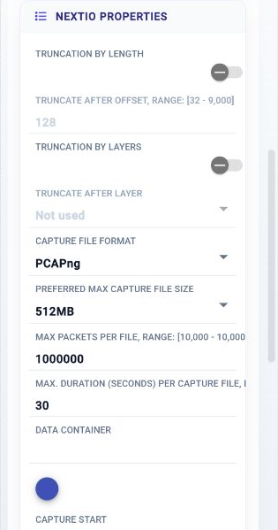 Packet Capture format and storage properties